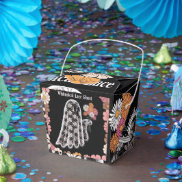 Whimsical Lace Ghost Illustratie met Bloemen Bedankdoosjes