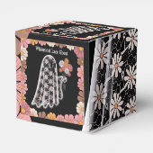 Whimsical Lace Ghost Illustratie met Bloemen Bedankdoosjes (Achterkant)