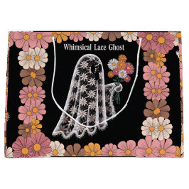 Whimsical Lace Ghost Illustratie met Bloemen Groot Cadeauzakje