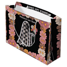 Whimsical Lace Ghost Illustratie met Bloemen Groot Cadeauzakje