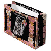 Whimsical Lace Ghost Illustratie met Bloemen Groot Cadeauzakje (Voorkant Gekanteld)