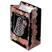 Whimsical Lace Ghost Illustratie met Bloemen Medium Cadeauzakje (Voorkant Gekanteld)