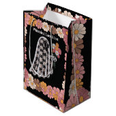 Whimsical Lace Ghost Illustratie met Bloemen Medium Cadeauzakje (Achterkant Gekanteld)