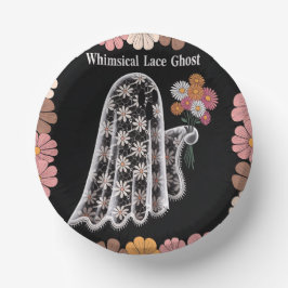 Whimsical Lace Ghost Illustratie met Bloemen Papieren Kommen