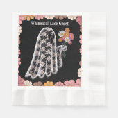 Whimsical Lace Ghost Illustratie met Bloemen Servet (Voorkant)
