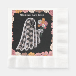 Whimsical Lace Ghost Illustratie met Bloemen Servet
