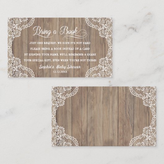 Whimsical Lace Old Barn Baby shower brengt boek me Informatiekaartje (Voorkant / Achterkant)