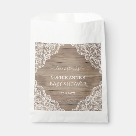 Whimsical Lace Old Barn Baby shower Favor Bedankzakje (Voorkant)
