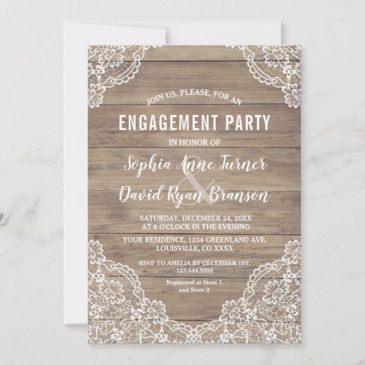 Whimsical  Lace Old Barn Engagement Party Kaart (Voorkant)