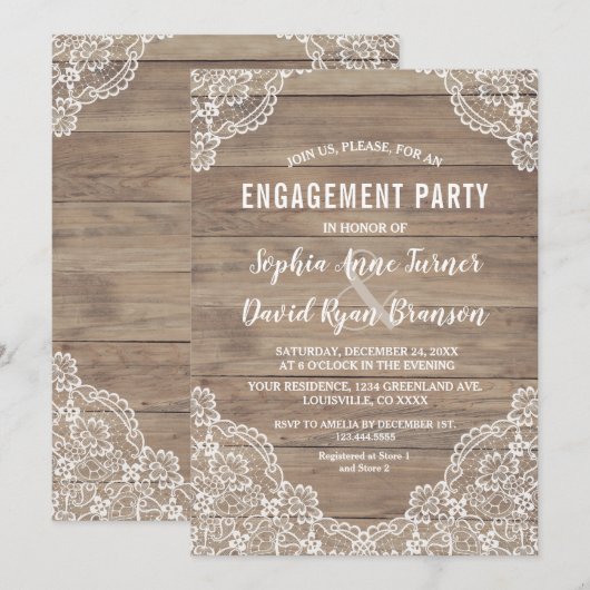 Whimsical Lace Old Barn Engagement Party Kaart (Voorkant / Achterkant)