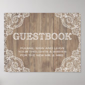 Whimsical Lace Old Barn Wedding Guestbook Poster (Voorkant)