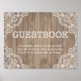 Whimsical Lace Old Barn Wedding Guestbook Poster