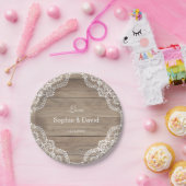 Whimsical  Lace Old Barn Wedding Papieren Bordje (Feest)