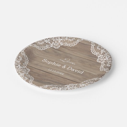 Whimsical  Lace Old Barn Wedding Papieren Bordje (Gekanteld)