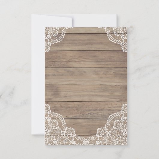 Whimsical  Lace Old Barn Wedding RSVP Kaartje (Achterkant)