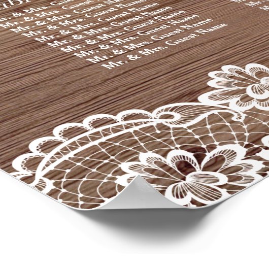 Whimsical Lace Old Barn Wedding Seding Chart Poster (Hoek)