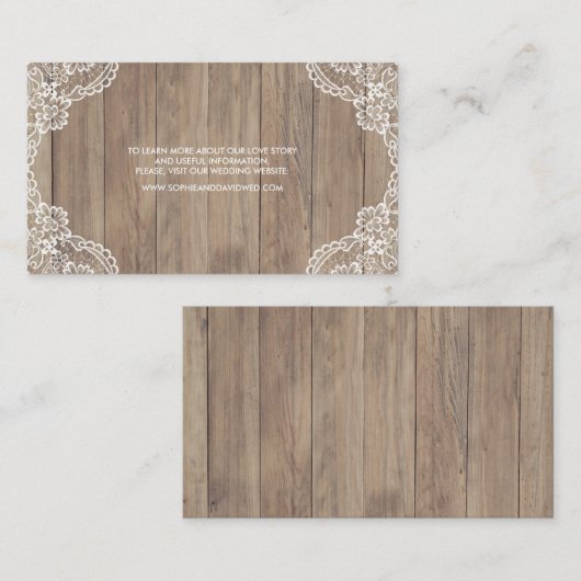 Whimsical  Lace Old Barn Wedding Website Visitekaartje (Voorkant / Achterkant)