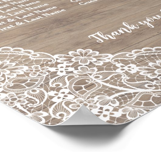 Whimsical  Lace Wood Wedding Seding Chart Poster (Hoek)