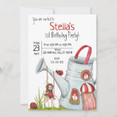 Whimsical Lady Bug 1st Birthday Party Kaart (Voorkant)