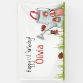 Whimsical Lady Bug Swing Garden House 1st Birthday Spandoek (Verticaal)