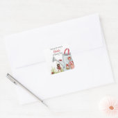 Whimsical Lady Bug Swing Garden House 1st Birthday Vierkante Sticker (Envelop)