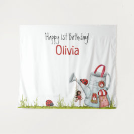 Whimsical Lady Bug Swing Garden House 1st Birthday Wandkleed