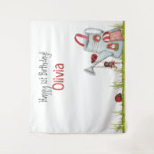 Whimsical Lady Bug Swing Garden House 1st Birthday Wandkleed (Voorkant)