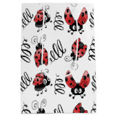 Whimsical Ladybug and Swirls Medium Cadeauzakje (Achterkant)