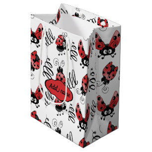 Whimsical Ladybug and Swirls Medium Gift Bag Medium Cadeauzakje
