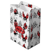 Whimsical Ladybug and Swirls Medium Gift Bag Medium Cadeauzakje (Achterkant Gekanteld)