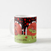 Whimsical Ladybug Garden "Lucky Charm" Wrap-Around Koffiemok (Voorkant links)