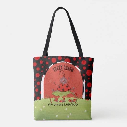 Whimsical Ladybug Garden "Lucky Charm" Wrap-Around Tote Bag (Achterkant)