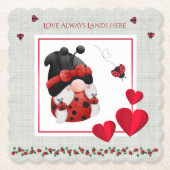 Whimsical Ladybug Love Always Lands Here Gnome Kartonnen Onderzetters (Voorkant)