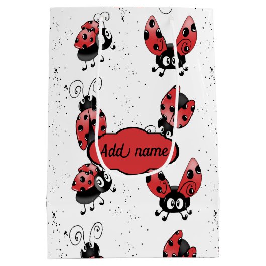 Whimsical Ladybug met Spletters van verven Middelg Medium Cadeauzakje (Achterkant)