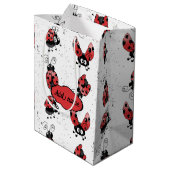 Whimsical Ladybug met Spletters van verven Middelg Medium Cadeauzakje (Achterkant Gekanteld)