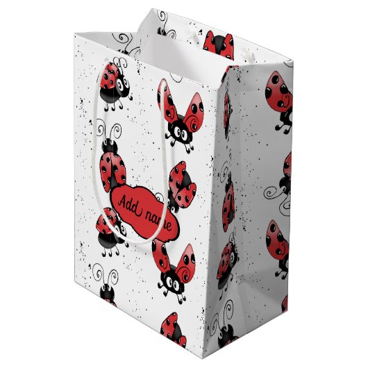 Whimsical Ladybug met Spletters van verven Middelg Medium Cadeauzakje (Achterkant Gekanteld)