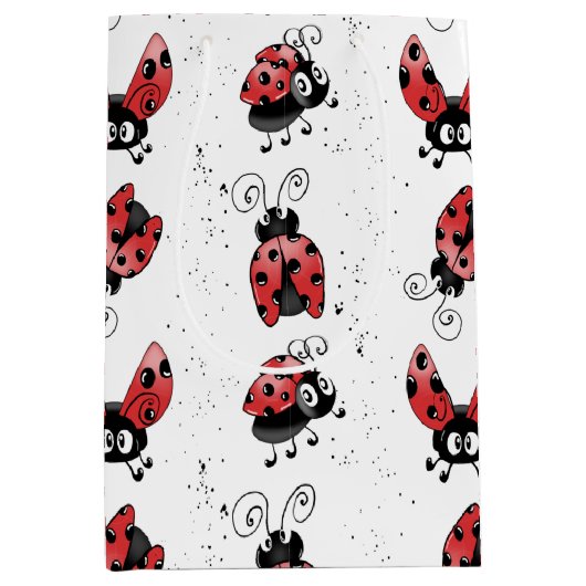 Whimsical Ladybug met Spletters verf Medium Cadeauzakje (Voorkant)