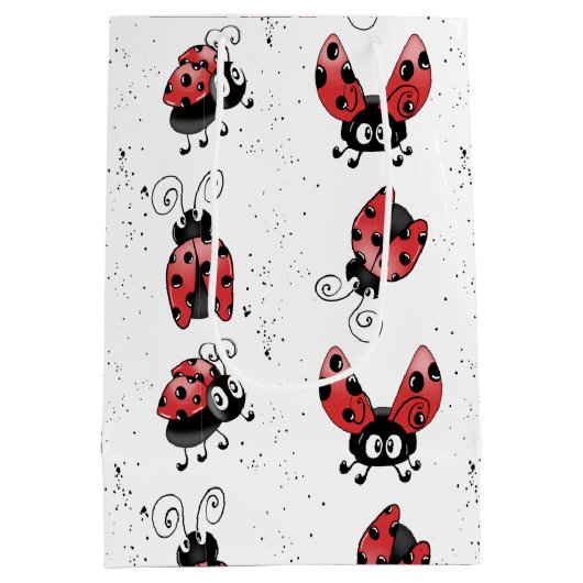 Whimsical Ladybug met Spletters verf Medium Cadeauzakje (Achterkant)