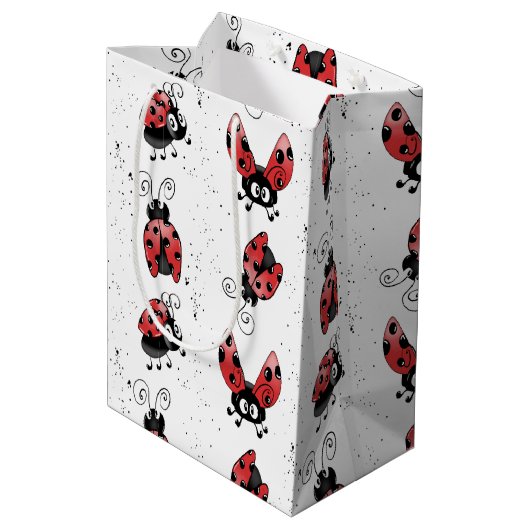 Whimsical Ladybug met Spletters verf Medium Cadeauzakje (Achterkant Gekanteld)