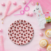 Whimsical Ladybug Patroon op Roze Papieren Bordje (Feest)