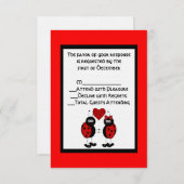 Whimsical Ladybug Wedding RSVP-kaart RSVP Kaartje (Voorkant / Achterkant)