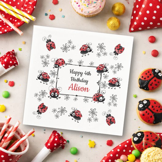 Whimsical Ladybugs Birthday Servet