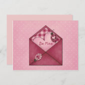 Whimsical Ladybugs Hearts op Envelope Valentijn Feestdagenkaart (Voorkant / Achterkant)