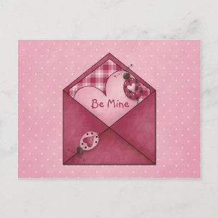 Whimsical Ladybugs Hearts op Envelope Valentijn Feestdagenkaart
