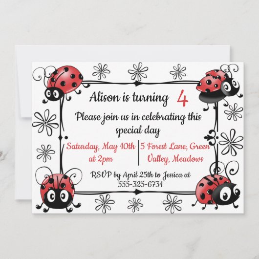 Whimsical Ladybugs Kaart (Voorkant)