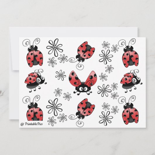 Whimsical Ladybugs Kaart (Achterkant)