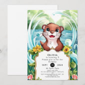 Whimsical Lake Otter Verjaardag Kaart (Voorkant / Achterkant)