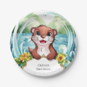 Whimsical Lake Otter Verjaardag Papieren Bordje (Voorkant)