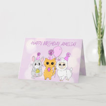 Whimsical lama, kitten en muis meisje verjaardag