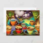 Whimsical Land of Coffee Cups Briefkaart (Voorkant / Achterkant)